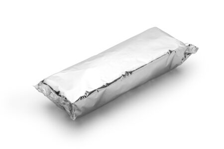 Silver foil  packaging isolated on white background