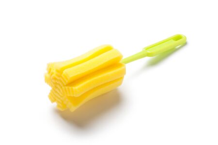 Sponge brush for cup cleaning, Isolated on white background.の写真素材