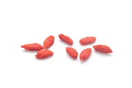Dried goji berries (Chinese wolfberry) isolated on white backgroundの写真素材