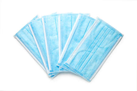 Disposable medical masks isolated on white backgroundの写真素材