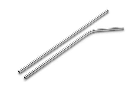 stainless steel drinking straw isolated on white backgroundの写真素材