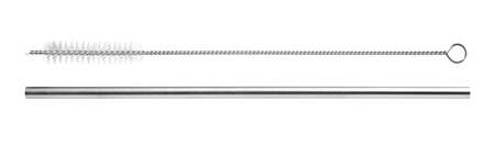 stainless steel drinking straw with cleaning brush isolated on white backgroundの写真素材