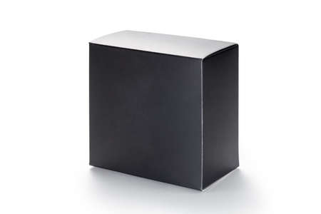 Black paper box isolated on white backgroundの写真素材