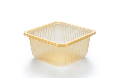 plastic food tray isolated on white backgroundの写真素材