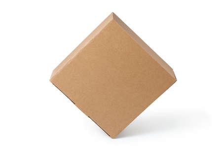 Brown cardboard box isolated on white background.の写真素材