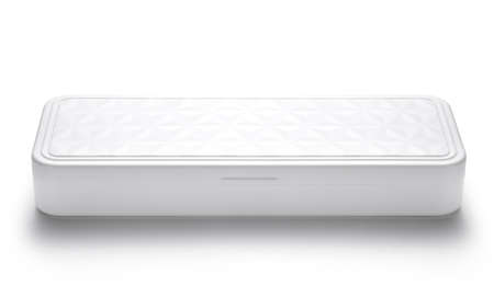 Plastic pencil box isolated on white background.の写真素材