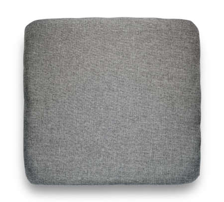 Grey fabric cushion isolated on white background. Top view.の写真素材