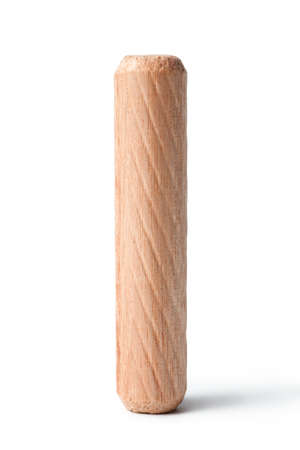 Wooden dowel isolated on white background. Close-up.の写真素材
