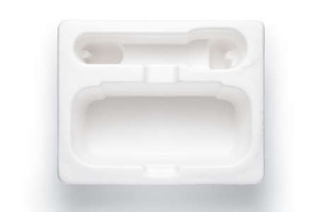 Empty shockproof packaging box isolated on white background. Top view.の写真素材
