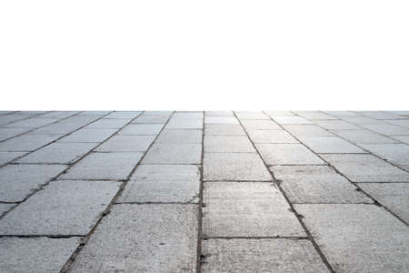 Empty stone floor isolated on white backgroundの写真素材