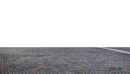 Empty brick floor isolated on white backgroundの写真素材