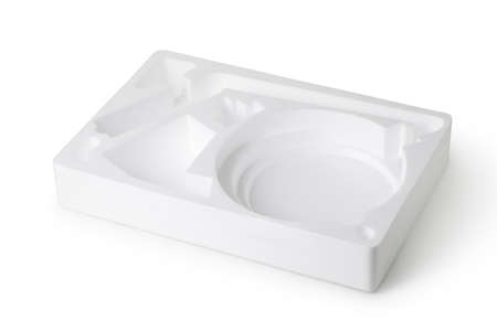 Empty foam box isolated on white background.の写真素材