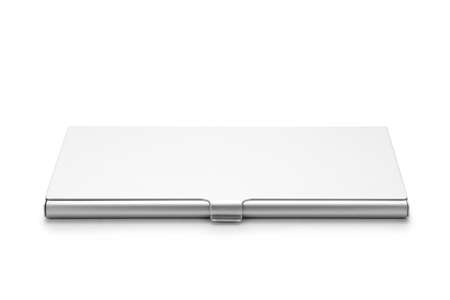 silver metal box isolated on white backgroundの写真素材