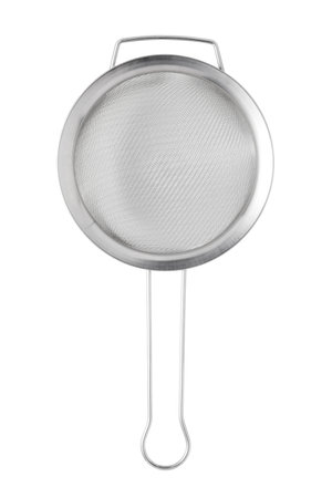 Metal sieve isolated on a white backgroundの写真素材