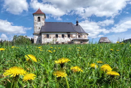 Derelict church in countryの写真素材