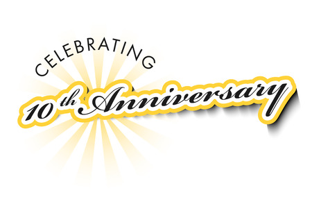 10 Years Anniversary  label isolated on white with shadowの写真素材