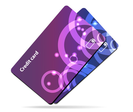 Credit card illustration on white background with shadowのイラスト素材