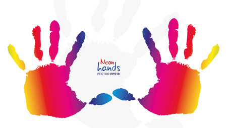 Detail imprint of colored hands, vector illustration on white backgroundのイラスト素材