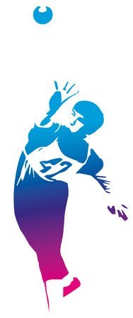 Color silhouette of athlete, shot putter, illustration isolated on white backgroundのイラスト素材