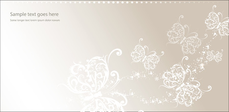 Nice celebration card with white flying butterfly with sample text, illustrationのイラスト素材