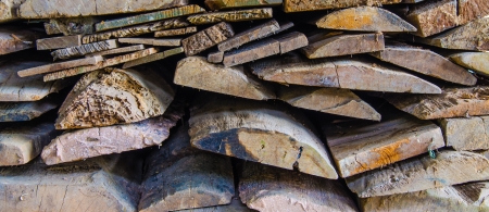 close up of old wood, piling upの写真素材