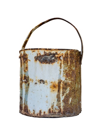 a rusty paint bucket isolatedの写真素材