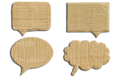 speech bubble crepe paper balloon label on white background with shadowの写真素材