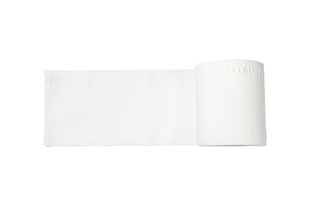 toilet paper roll on white backgroundの写真素材