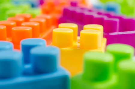 close up of plastic toy blocksの写真素材