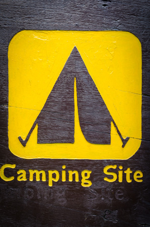wooden summer camp sign backgroundの写真素材