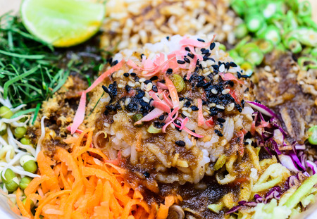 Cooked rice with herbs - Thai styleの写真素材