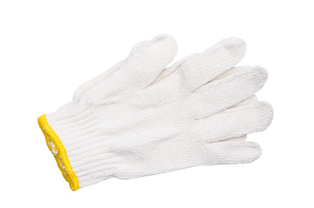 White cotton gloves isolated on white background.の写真素材
