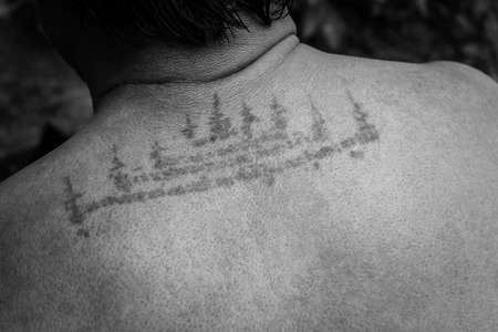 Yantra tattoo also called Sak Yant-Thai style tattoo.