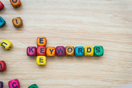 word keywords on colorful wooden cubesの写真素材