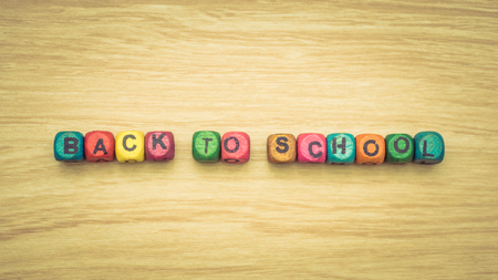 word back to school on colorful wooden cubesの写真素材