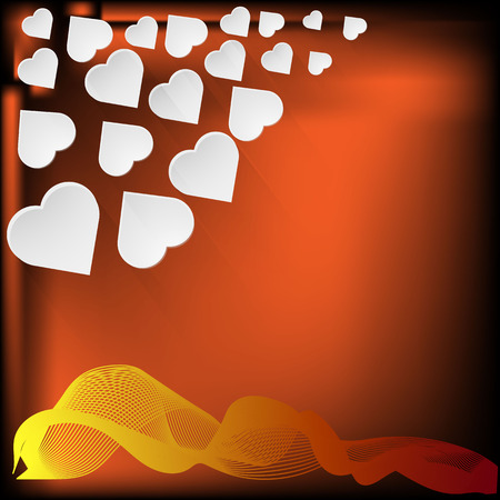 white heart on an orange backgroundの写真素材