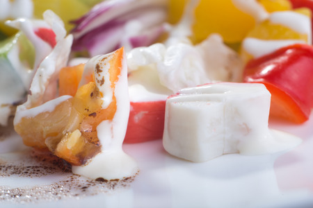 Fresh salad with tomatoes and cucumbers  の写真素材