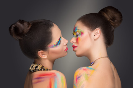 girls. make-up colour paint painting,の写真素材