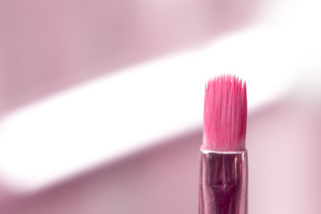 close-up pink professional cosmetic brushの写真素材