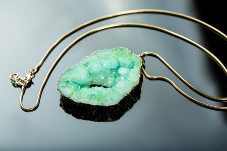 green gem necklaceの写真素材