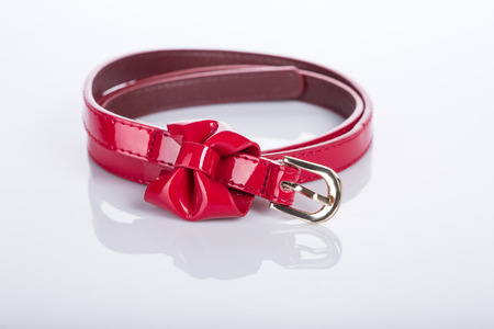 red Womens belt with rhinestonesの写真素材