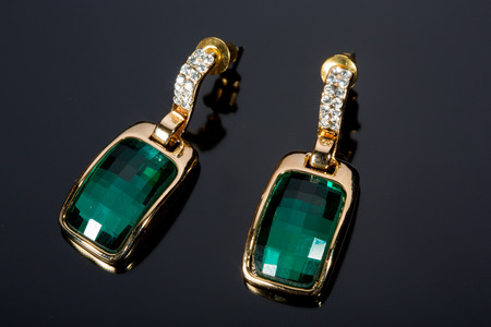 Pear Diamonds green Earringsの写真素材