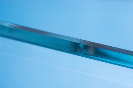 Glass roving fibre for pultrision process. Window fiberglass profile manufacturing. Plate glass, machined edgeの写真素材