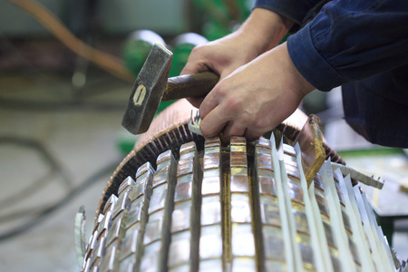 Stator of a big electric motor. repair factoryの写真素材