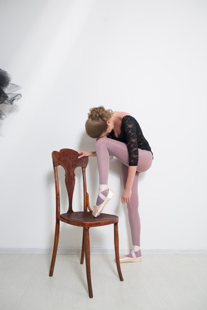 girl dancer before Training. Choose Your clothes. ballerinaの写真素材