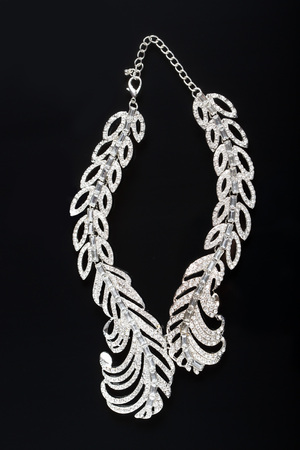 necklace on a black background. gems. bijouterieの写真素材