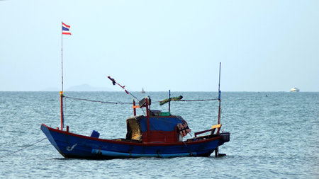 traditional Thai longtail boat in the sea.