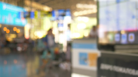 blurred background. people at the airport, passenger flight conceptの写真素材