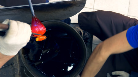 glassblower. craft manufacturing of glass productsの写真素材
