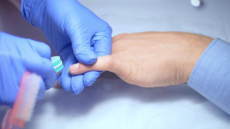 close-up. manicurist files a man nails with a nail file